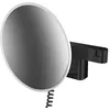 Image de Emco LED Miroir de Rasage et de Maquillage, modèle Mural, Double Bras articulé, grossissement 3X, Rond, Cordon spiralé et Prise, Coloris: Noir
