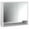 Image de Emco loft Armoire de Toilette Lumineuse avec Compartiment inférieur, 800mm, 2 Portes, modèle Apparent, Aluminium/Blanc, 9798062, Exécution: Porte Large à Gauche