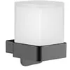 Image de emco Loft Sensor Distributeur de savon mural en verre satiné noir chromé brossé pour salle de bain et lavabo