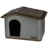 Image de KERBL Niche extérieure en plastique pour chats ou chien Taille M - 75 x 59 x 55 cm- Gris et marron -