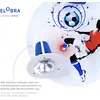 Image de Elobra Plafonnier Football, 3 lampes, bleu-blanc