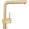 Image de BLANCO LINUS-S Robinet de cuisine en or satiné, haute pression, avec tuyau extractible, clapet anti-retour, cartouche en céramique, qualité de l'eau garantie et économie d'eau