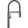Image de BLANCO CULINA-S II Mini robinet de cuisine en acier satiné foncé haute pression avec tuyau extractible Changement du jet transparent au jet de douche Qualité de l'eau sûre et économie d'eau