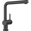 Image de BLANCO LINUS-S-F Robinet de cuisine, noir mat, haute pression, avec tuyau extractible, pour montage devant une fenêtre, qualité de l'eau garantie et économie d'eau