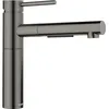 Image de BLANCO ALTA-S II Robinet de cuisine en acier satiné foncé, haute pression, avec tuyau extractible, clapet anti-retour, cartouche en céramique, qualité de l'eau sûre et économe en eau