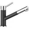 Image de BLANCO KANO-S Robinet de cuisine en silgranit/chromé Basse pression Avec tuyau extractible Clapet anti-retour Cartouche en céramique Qualité de l'eau et économie d'eau 5,5 x 24,6 x 19,1 cm