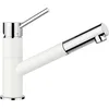Image de BLANCO KANO-S Robinet de cuisine en silgranitblanc/chromé - Basse pression - Avec tuyau extractible - Clapet anti-retour - Cartouche en céramique - Qualité d'eau garantie et économie d'eau
