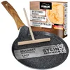Image de STONELINE Back to Nature Poêle à Crêpes 25 cm, avec Répartisseur de Pâte, adaptée à l'Induction, Poêle en Aluminium Die-Cast, Revêtement Antiadhésif avec de vraies particules de pierre, Aspect bois
