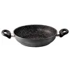 Image de STONELINE Poêle à Servir 24 cm, Made in Germany, Revêtement Antiadhésif avec de vraies particules de pierre, Cuire sans huile ni graisse, Couleur Noir avec des rayures