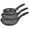 Image de STONELINE Lot de 3 Poêles 16/20/24 cm, adaptée à l'Induction, Revêtement Antiadhésif avec de vraies particules de pierre, Cuire, Rotir et Mijoter sans Huile ni Graisse