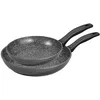 Image de STONELINE Poêles, Set de 2, 20/26 cm, Revêtement Antiadhésif avec de vraies particules de pierre, compatible à l'induction et au four, gris, cuire sans huile et graisse