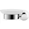 Image de Duravit D-Code Porte-savon 13,5x12 cm, verre blanc mat, fixation gauche, chrome