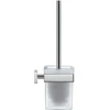 Image de Duravit Ensemble brosse WC Karree 9,6x12,6 cm, montage mural, verre blanc mat, support chrome