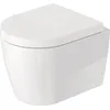 Image de Vase suspendu sans bordure, compact, sans rebord, chassé, collection Duravit, ME by Starck, art.2530090000, en céramique blanche. Les fixations Durafix sont incluses. Le vase doit être complété avec le siège normal art.0020110000 ou le siège avec fermeture en douceur. 0020190000 et avec les crochets art. 0900000212. Design par Philippe Starck