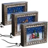 Image de 3 cadres décoratifs de Noël avec LED, musique et neige [infactory]