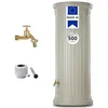 Image de GARANTIA Colonne Romaine Recuperateur d Eau de Pluie Kit 500L Sable avec Robinet Laiton et collecteur Eco Gris - Recuperateur Eau de Pluie, Récupérateur Eau de Pluie, Reservoir Eau de Pluie
