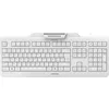 Image de CHERRY KC 1000 SC, Clavier de Sécurité Filaire avec Lecteur de Carte Intégré, Disposition Belge (AZERTY), Plug & Play (USB-A), Design Plat, Blanc-Gris