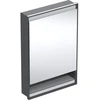 Image de Geberit Armoire miroir One 60x90x15 cm, avec éclairage, 1 porte, droite, blanc avec aluminium