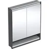 Image de Keramag Geberit One Armoire de Toilette avec ComfortLight, 2 Portes, Montage encastré, avec Niche, 75x90x15cm, 505.822.00.; Coloris: Noir Mat/Aluminium revêtu par Poudre