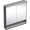 Image de Keramag Geberit One Armoire de Toilette avec ComfortLight, 2 Portes, Montage encastré, avec Niche, 90x90x15cm, 505.823.00.; Coloris: Noir Mat/Aluminium revêtu par Poudre