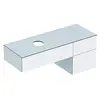 Image de Geberit VariForm, meuble sous lavabo à poser, trois tiroirs, surface de rangement, siphon, largeur 135 cm, Couleur: Surface : laqué blanc, très complémentaire, plaque de recouvrement : blanc mat