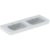 Image de Geberit Plan vasque double Renova 130x48 cm, mitigeur, trop-plein, blanc