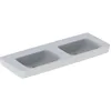 Image de Geberit Renova Plan, lavabo double, 130x48 cm, sans trou pour robinet, sans trop-plein, 501713, 501.713.00.8, Couleur: blanc