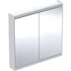 Image de Keramag Geberit One Armoire de Toilette avec ComfortLight, 2 Portes, Montage en saillie, 90x90x15cm, 505.813.00.; Coloris: Blanc/Aluminium revêtu par Poudre