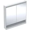 Image de Keramag Geberit One Armoire de Toilette avec ComfortLight, 2 Portes, Montage encastré, avec Niche, 75x90x15cm, 505.822.00.; Coloris: Aluminium anodisé