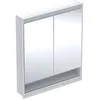 Image de Keramag Geberit One Armoire de Toilette avec ComfortLight, 2 Portes, Montage encastré, avec Niche, 75x90x15cm, 505.822.00.; Coloris: Blanc/Aluminium revêtu par Poudre