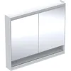 Image de Keramag Geberit One Armoire de Toilette avec ComfortLight, 2 Portes, Montage en saillie, avec Niche, 105x90x15cm, 505.834.00.; Coloris: Blanc/Aluminium revêtu par Poudre