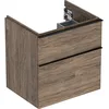 Image de Keramag Geberit Icon Meuble sous-lavabo pour lavabo, 2 tiroirs, 59,2x61,5x47,6 cm, 502303; Coloris: Façade/carcasse : Noyer Hickory/mélamine Texture Bois, poignée : Lave/Poudre Mate