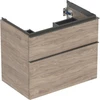Image de Geberit Meuble sous lavabo iCon 74x61,5x47,6 cm, 2 tiroirs, noyer/poignée la. ma