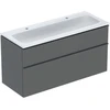 Image de Geberit Ensemble meuble vasque iCon 120x63x48 cm, blanc/KeraTe, robinetterie/frontal/grise laquée mate