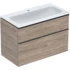 Image de Geberit Ensemble meuble vasque iCon 90x63x48cm, blanc, noyer/poignée lava mat