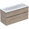 Image de Geberit Set meuble vasque iCon 120x63x48 cm, blanc, noyer/poignée lava mat