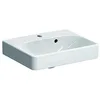 Image de Geberit Smyle Square lave-mains 500222, 45x36cm, avec trou pour robinetterie, avec trop-plein asymétrique, Coloris: Blanc, avec KeraTect