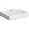 Image de Geberit Lavabo mural Smyle Square KeraT./blanc, 45x36cm, avec robinet, avec trop-plein asym.