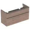 Image de Geberit Smyle Square meuble sous-lavabo pour lavabo double, 500356, 1184x617x470mm, avec 2 tiroirs, Couleur: Structure en bois de noyer hickory/mélamine