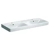 Image de Geberit Smyle Square lavabo double 500223, 120x48cm, avec trou pour robinetterie, avec trop-plein, Couleur: Blanc
