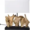Image de Kare Design Lampe à Poser Verticale Nature, Blanc, Marron, Abat-Jour Cotton, Lampe de Table, Lampe de Chevet, Deco Intérieur, Decoration Chambre, Salon, Bureau, 43x35x15 cm, Ampoule Non Incluse