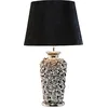 Image de Kare Lampe de Table Design Rose Argenté/Noir, Pied Céramique, 59x34x34 cm | Lampe décorative avec pétales de rose, pour bureau, Ampoule non incluse