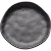 Image de Kare Lot de 6 assiettes noires - Diamètre : 20 cm - En céramique - Passe au micro-ondes - Passe au lave-vaisselle