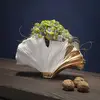 Image de KARE Vase Ginkgo Elegance, hauteur 18 cm, grès, blanc, or