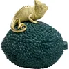 Image de Kare Design Boîte Décorative Caméléon, Vert, Or, Objet Décoratif, Boîte de Rangement, Motif Caméléon, Flair Tropical, Ronde, 20 x 20 x 16 cm (H x L x P)