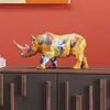Image de KARE Figurine décorative Colored Rhino, polyrésine, imprimé multicolore