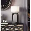 Image de KARE Lampe de table Tube, noir/blanc, textile de lin, hauteur 79 cm