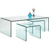 Image de Kare Clear Club Lot de 3 Tables Basses, Transparentes, en Verre, 36 x 90 x 50 cm (H x l x P)