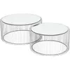 Image de Kare Design Tables basses Wire, argenté/miroir, rond, acier, verre, table basse salon lot de 2, meuble, table de salon, chambre, Ø70cm, Ø60cm