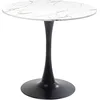 Image de Kare Tisch Schickeria Marmor Table à Manger, Acier allié Panneau de Fibres, Blanc/Noir, 74x80x80